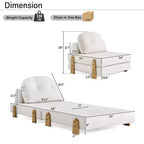 ModernLuxe Convertible Sofa Bed with Teddy Fabric, Tufted Folding Floor Ottoman Chair with Pillow and Solid Wood Legs, Beige