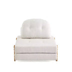 ModernLuxe Convertible Sofa Bed with Teddy Fabric, Tufted Folding Floor Ottoman Chair with Pillow and Solid Wood Legs, Beige