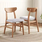 GDFStudio Maddox 4 Piece Modern Chairs with Curved Wood Backrest & Gray Fabric Seat