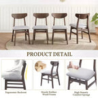 GDFStudio Maddox 4 Piece Modern Chairs with Curved Wood Backrest & Gray Fabric Seat