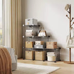 Modular 6-Cube Wire Grid Storage Organizer, Metal Closet Shelving Unit Cubes, Open Storage Cabinetfor Entryway, Bedroom, Living Room, Office