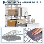 Modular 6-Cube Wire Grid Storage Organizer, Metal Closet Shelving Unit Cubes, Open Storage Cabinetfor Entryway, Bedroom, Living Room, Office
