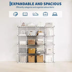 Modular 6-Cube Wire Grid Storage Organizer, Metal Closet Shelving Unit Cubes, Open Storage Cabinetfor Entryway, Bedroom, Living Room, Office