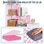 Modular 6-Cube Wire Grid Storage Organizer, Metal Closet Shelving Unit Cubes, Open Storage Cabinetfor Entryway, Bedroom, Living Room, Office