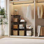 Modular 6-Cube Wire Grid Storage Organizer, Metal Closet Shelving Unit Cubes, Open Storage Cabinetfor Entryway, Bedroom, Living Room, Office