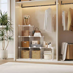 Modular 6-Cube Wire Grid Storage Organizer, Metal Closet Shelving Unit Cubes, Open Storage Cabinetfor Entryway, Bedroom, Living Room, Office