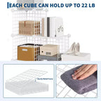 Modular 6-Cube Wire Grid Storage Organizer, Metal Closet Shelving Unit Cubes, Open Storage Cabinetfor Entryway, Bedroom, Living Room, Office