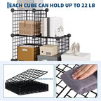 Modular 6-Cube Wire Grid Storage Organizer, Metal Closet Shelving Unit Cubes, Open Storage Cabinetfor Entryway, Bedroom, Living Room, Office