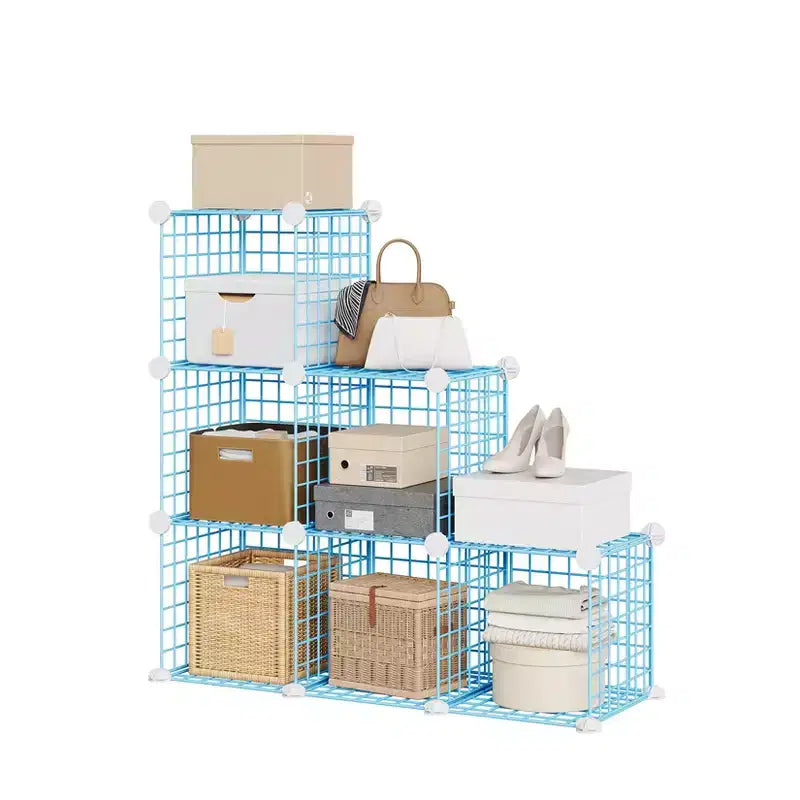Modular 6-Cube Wire Grid Storage Organizer, Metal Closet Shelving Unit Cubes, Open Storage Cabinetfor Entryway, Bedroom, Living Room, Office