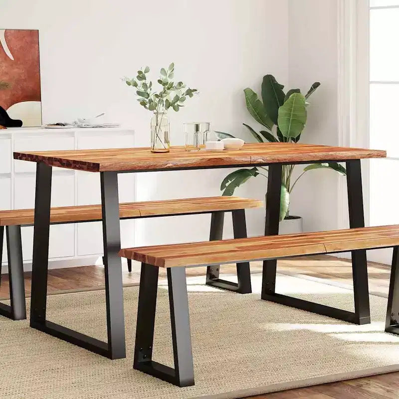 vidaXL Dining Table with Live Edge Dinner Table for Kitchen Solid Wood Acacia