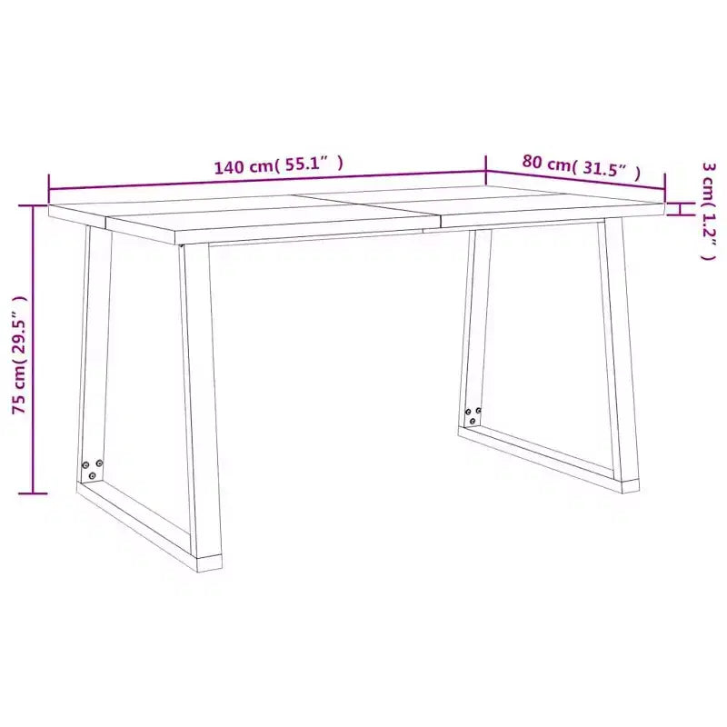 vidaXL Dining Table with Live Edge Dinner Table for Kitchen Solid Wood Acacia