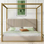 Letto a baldacchino moderno Luxystar King Size con testiera imbottita e struttura in metallo