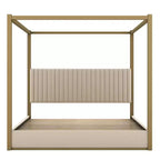 Letto a baldacchino moderno Luxystar King Size con testiera imbottita e struttura in metallo