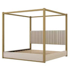 Letto a baldacchino moderno Luxystar King Size con testiera imbottita e struttura in metallo