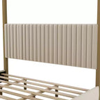 Letto a baldacchino moderno Luxystar King Size con testiera imbottita e struttura in metallo