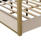 Letto a baldacchino moderno Luxystar King Size con testiera imbottita e struttura in metallo