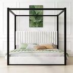 Letto a baldacchino moderno Luxystar King Size con testiera imbottita e struttura in metallo