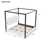 Letto a baldacchino moderno Luxystar King Size con testiera imbottita e struttura in metallo