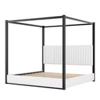 Letto a baldacchino moderno Luxystar King Size con testiera imbottita e struttura in metallo