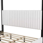 Letto a baldacchino moderno Luxystar King Size con testiera imbottita e struttura in metallo