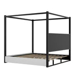 Letto a baldacchino moderno Luxystar King Size con testiera imbottita e struttura in metallo