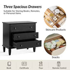 Comodino Teodosia con 3 cassetti - Set da 2 | Hulala Home - NERO