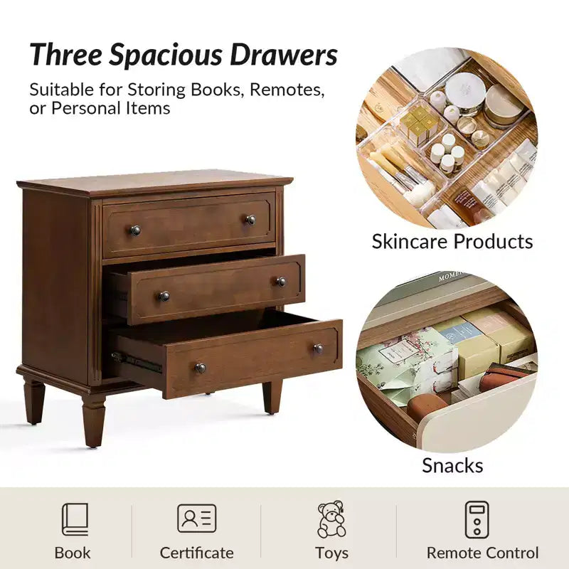 Comodino Teodosia con 3 cassetti - Set da 2 | Hulala Home - NERO
