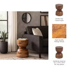 Unique End Table, Side Table, or Small Night Stand for Home Decor - Modern Polished Mango Wood Table Ideal for Small Spaces - 18 Gold