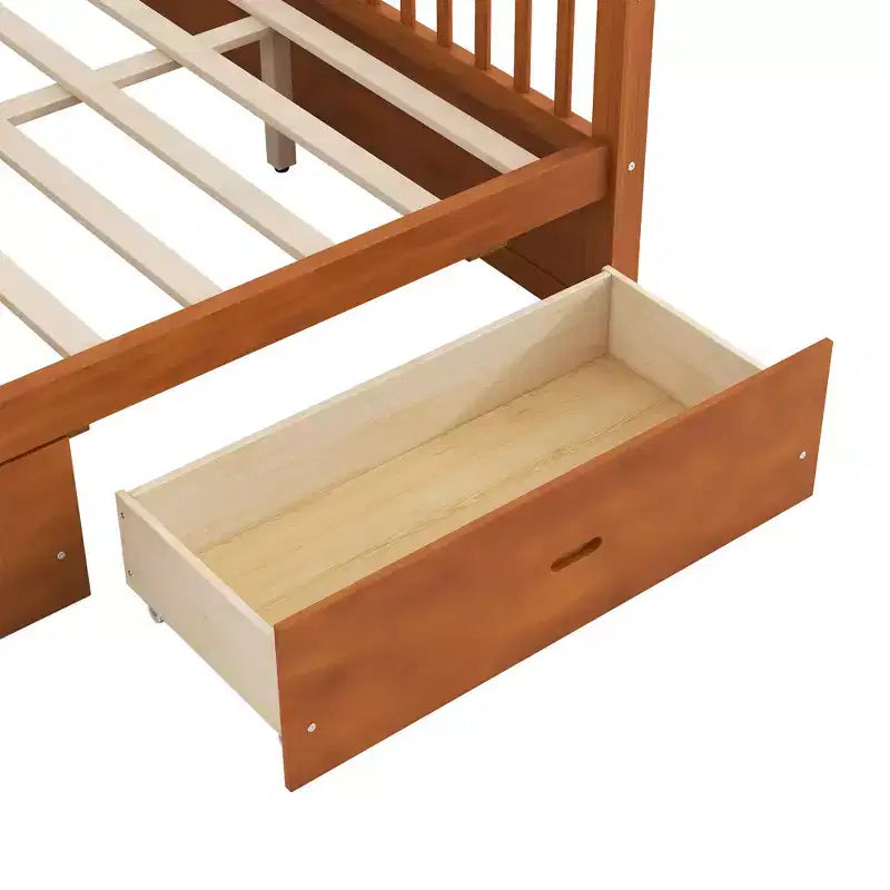 Letto a baldacchino rustico in legno Polibi con cassetti portaoggetti