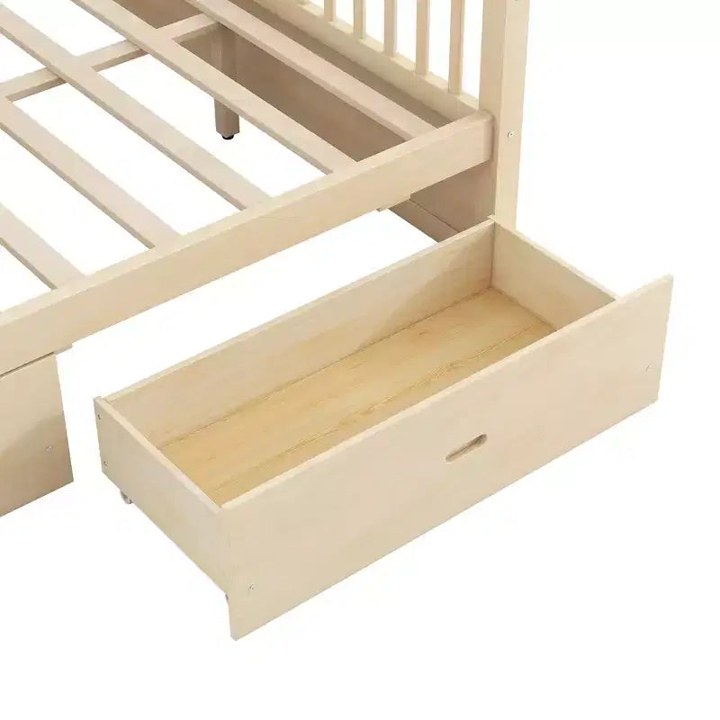 Letto a baldacchino rustico in legno Polibi con cassetti portaoggetti