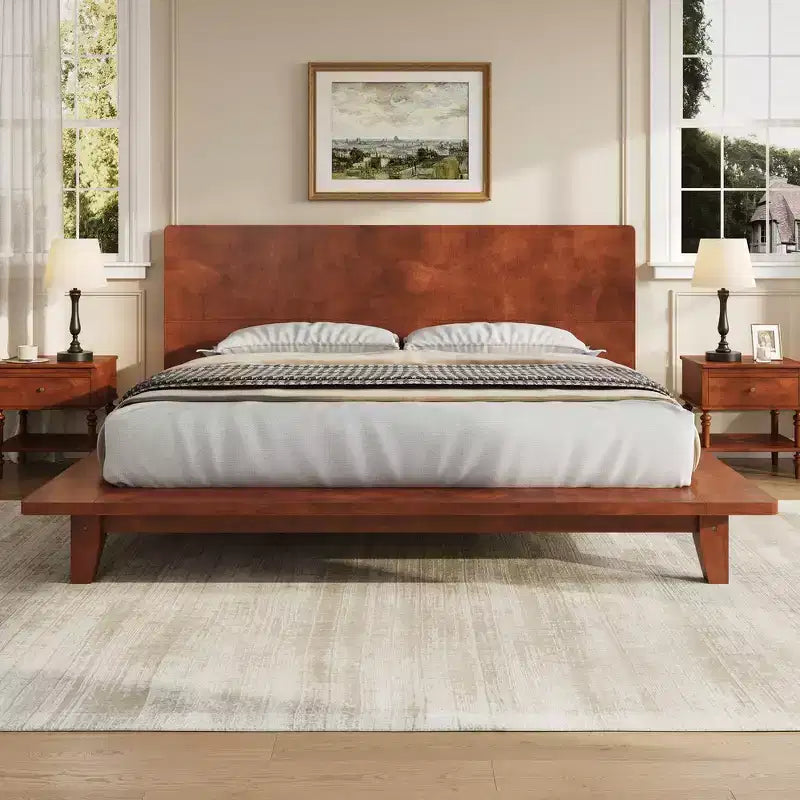 Whisen Full Platform Bed & Bed Frame with Headboard & Wood Slat Support