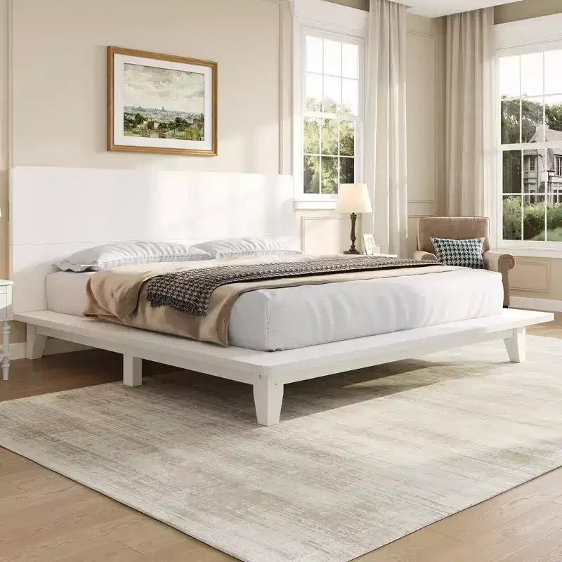 Whisen Full Platform Bed & Bed Frame with Headboard & Wood Slat Support