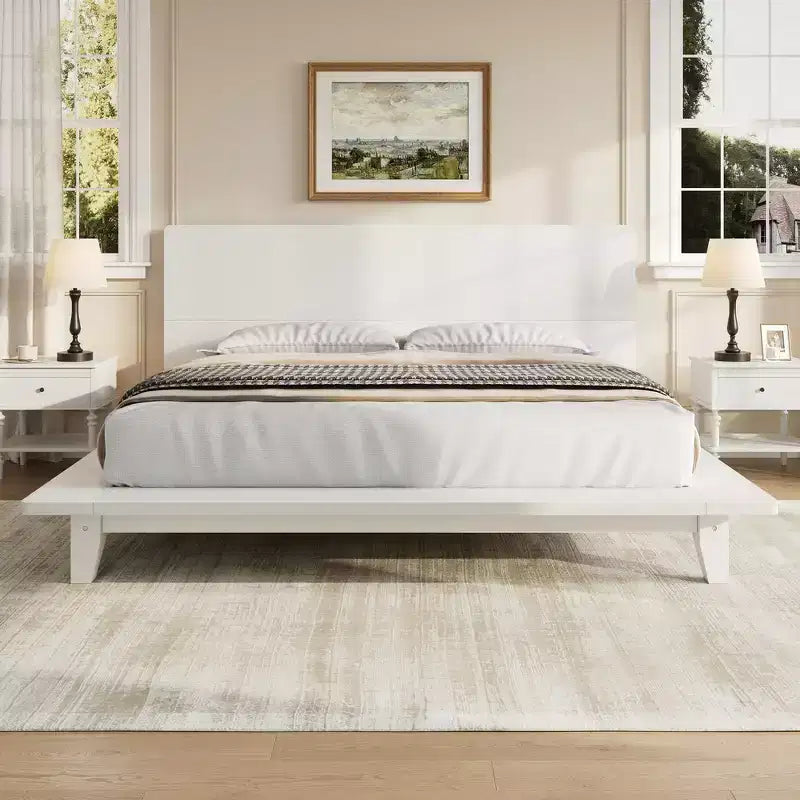 Whisen Full Platform Bed & Bed Frame with Headboard & Wood Slat Support
