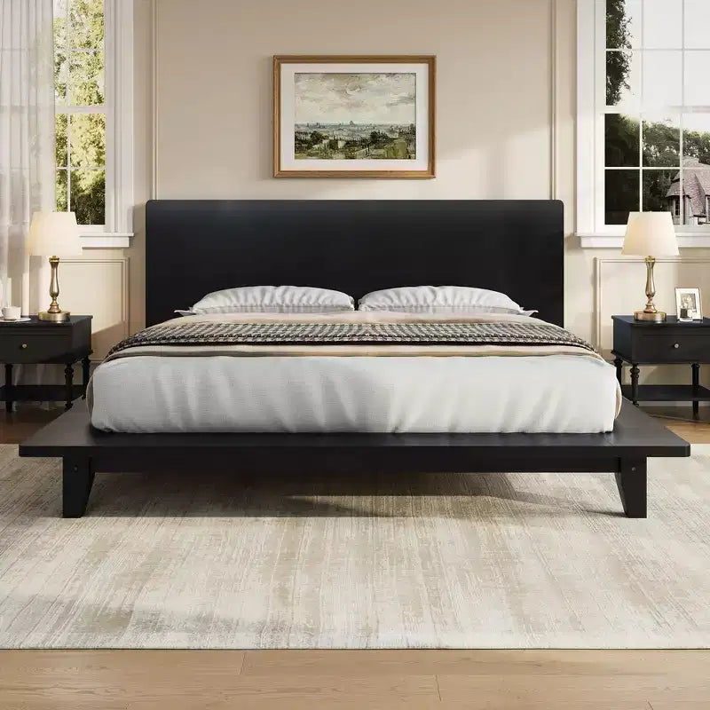 Whisen Full Platform Bed & Bed Frame with Headboard & Wood Slat Support