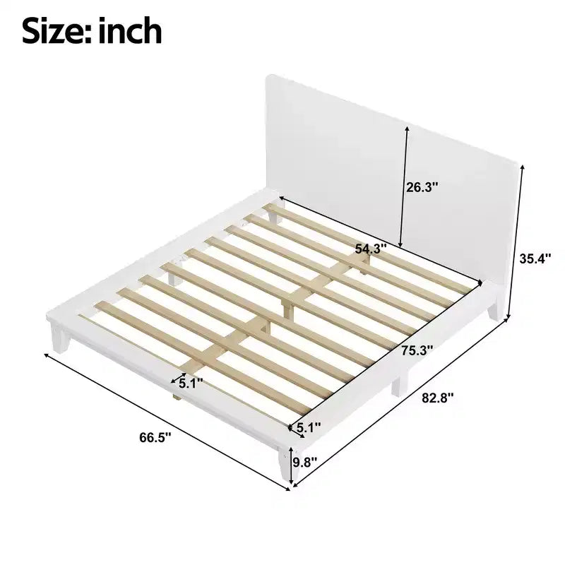Whisen Full Platform Bed & Bed Frame with Headboard & Wood Slat Support