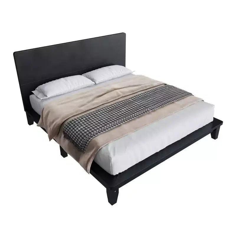 Whisen Full Platform Bed & Bed Frame with Headboard & Wood Slat Support