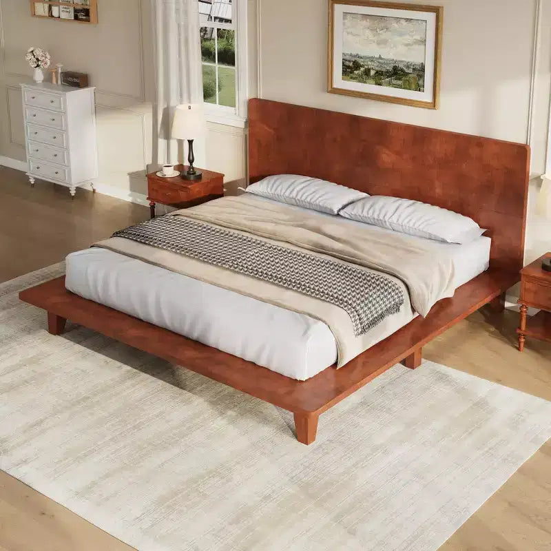Whisen Full Platform Bed & Bed Frame with Headboard & Wood Slat Support