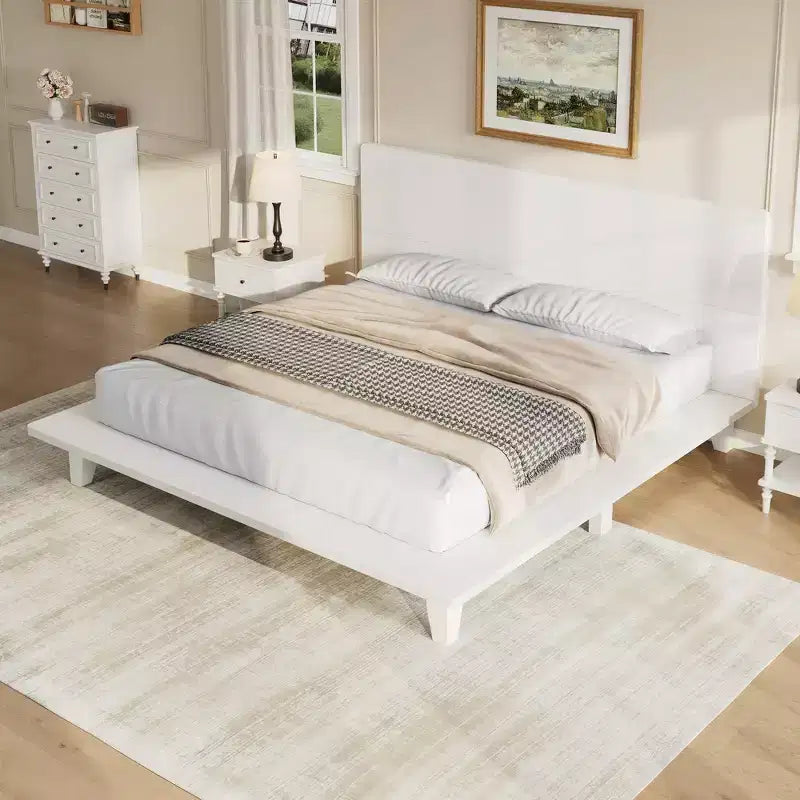 Whisen Full Platform Bed & Bed Frame with Headboard & Wood Slat Support
