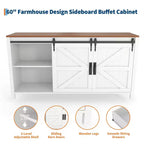 60 Mobile credenza a buffet rustico con ante scorrevoli a fienile e 4 cassetti, mobile da cucina con contenitore per sala da pranzo, angolo caffè