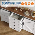 60 Mobile credenza a buffet rustico con ante scorrevoli a fienile e 4 cassetti, mobile da cucina con contenitore per sala da pranzo, angolo caffè