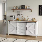60 Mobile credenza a buffet rustico con ante scorrevoli a fienile e 4 cassetti, mobile da cucina con contenitore per sala da pranzo, angolo caffè