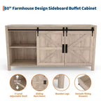 60 Mobile credenza a buffet rustico con ante scorrevoli a fienile e 4 cassetti, mobile da cucina con contenitore per sala da pranzo, angolo caffè