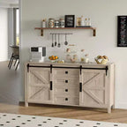 60 Mobile credenza a buffet rustico con ante scorrevoli a fienile e 4 cassetti, mobile da cucina con contenitore per sala da pranzo, angolo caffè