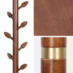 Bekrvio Wooden Freestanding Coat Rack with 8 Bud-shaped Hooks, Stable Round Base, Heavy Duty Wood Coat Tree Stand for Hallway Entryway, Brown