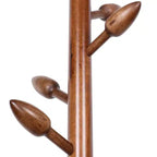 Bekrvio Wooden Freestanding Coat Rack with 8 Bud-shaped Hooks, Stable Round Base, Heavy Duty Wood Coat Tree Stand for Hallway Entryway, Brown