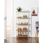 SONGMICS Scaffale in bambù, Scaffalatura a 5 Ripiani, Multifunzionale, per Ingresso, Bagno, 26 x 60 x 130 cm