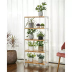 SONGMICS Scaffale in bambù, Scaffalatura a 5 Ripiani, Multifunzionale, per Ingresso, Bagno, 26 x 60 x 130 cm