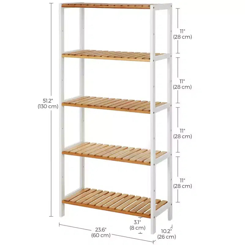 SONGMICS Scaffale in bambù, Scaffalatura a 5 Ripiani, Multifunzionale, per Ingresso, Bagno, 26 x 60 x 130 cm