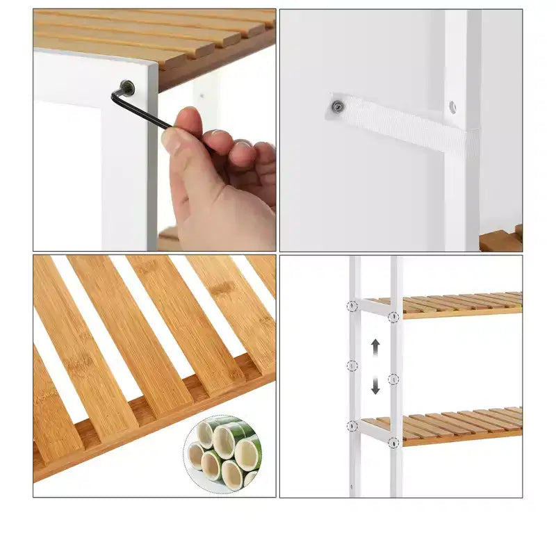 SONGMICS Scaffale in bambù, Scaffalatura a 5 Ripiani, Multifunzionale, per Ingresso, Bagno, 26 x 60 x 130 cm