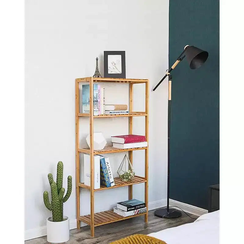 SONGMICS Scaffale in bambù, Scaffalatura a 5 Ripiani, Multifunzionale, per Ingresso, Bagno, 26 x 60 x 130 cm